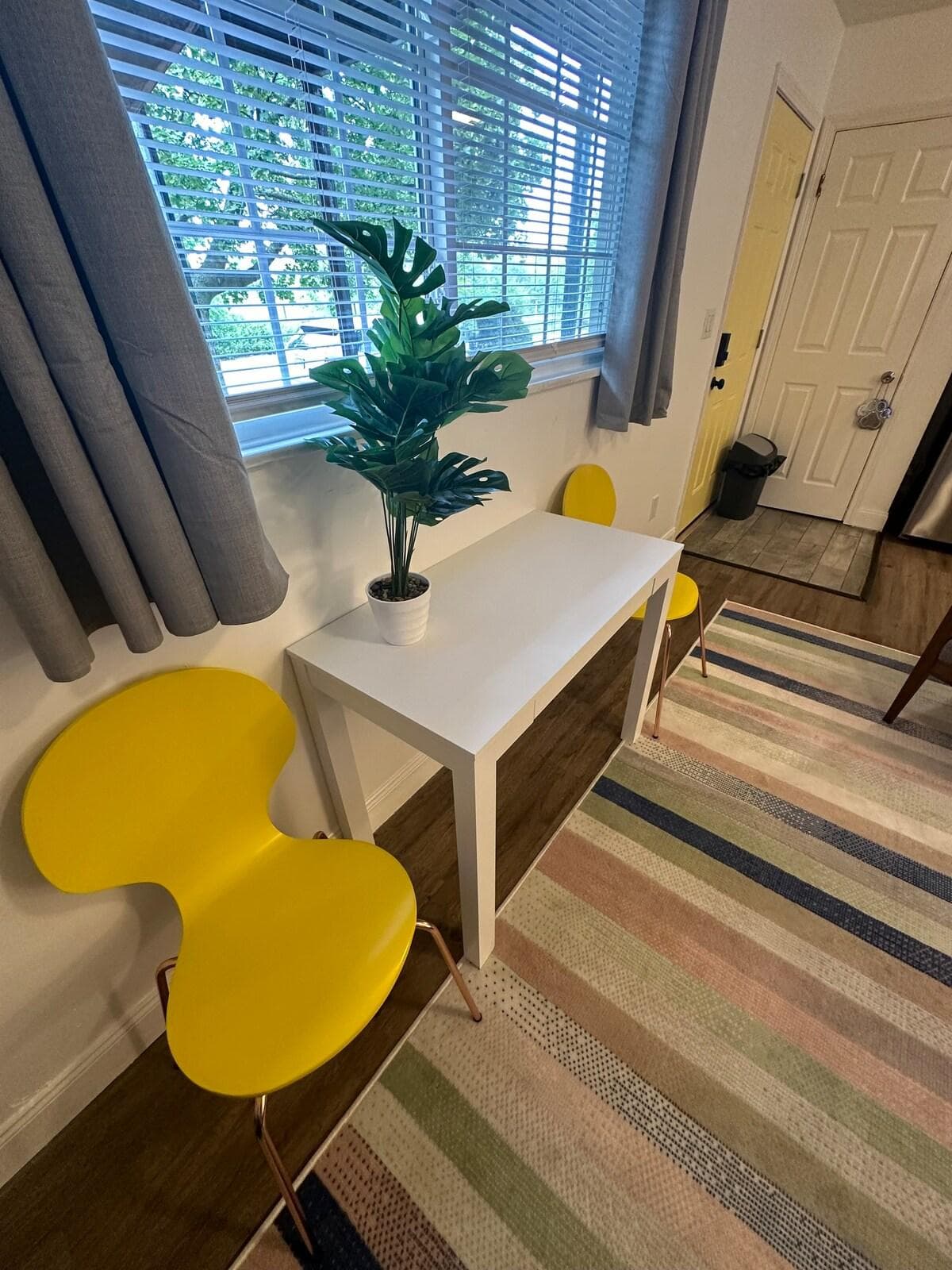 Dinner or desk, the table is yours for the taking.